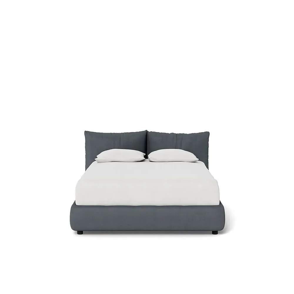 Double Pillow Bed - Grey, Cotton