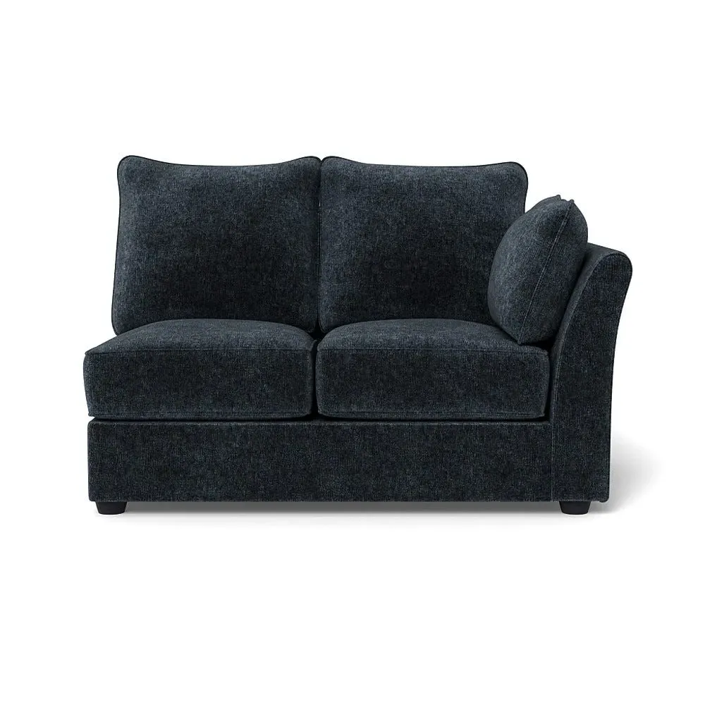Double Unit LHF Sofa - Blue, Boucle Velvet