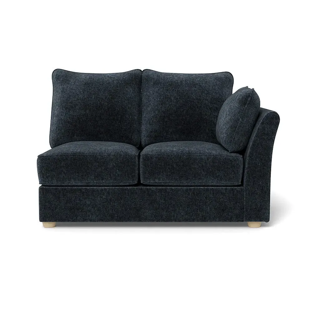 Double Unit LHF Sofa - Blue, Boucle Velvet