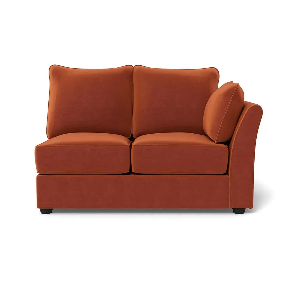 Double Unit LHF Sofa - Brown, Cotton Velvet