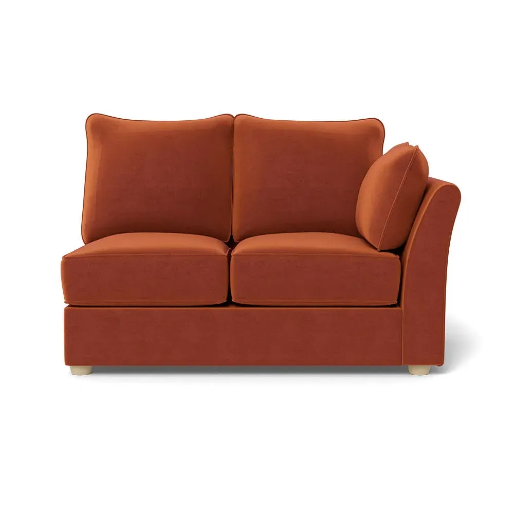Double Unit LHF Sofa - Brown, Cotton Velvet
