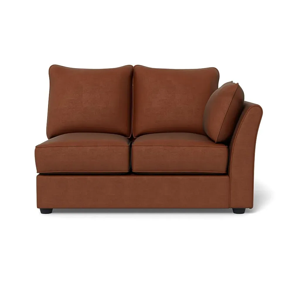 Double Unit LHF Sofa - Brown, Smart Luxe Velvet