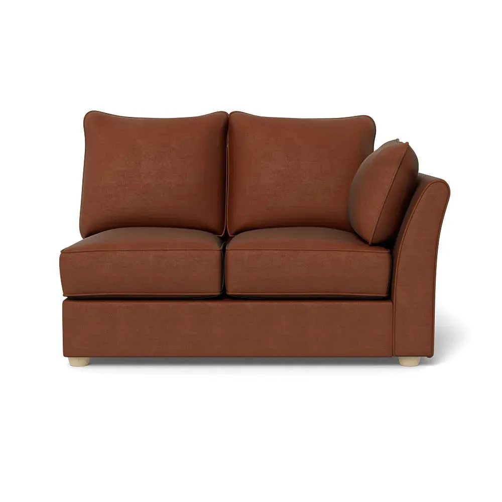 Double Unit LHF Sofa - Brown, Smart Luxe Velvet