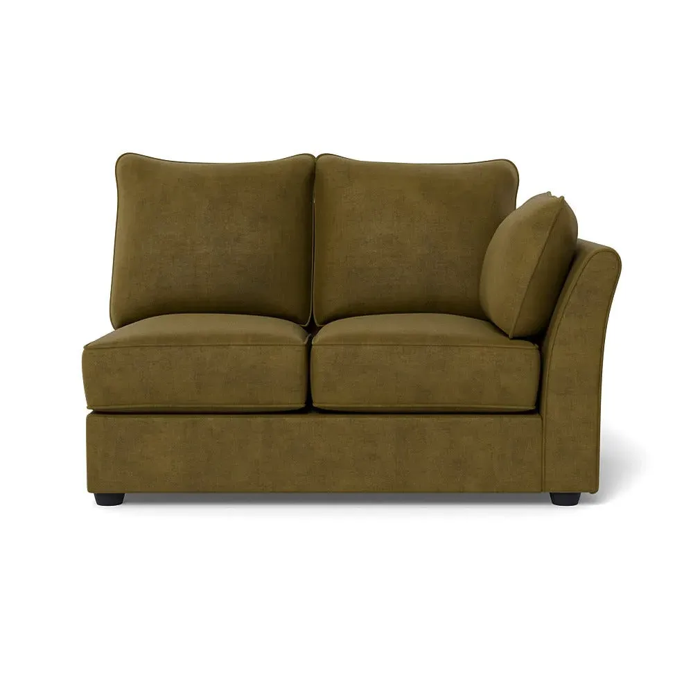 Double Unit LHF Sofa - Green, Smart Luxe Velvet