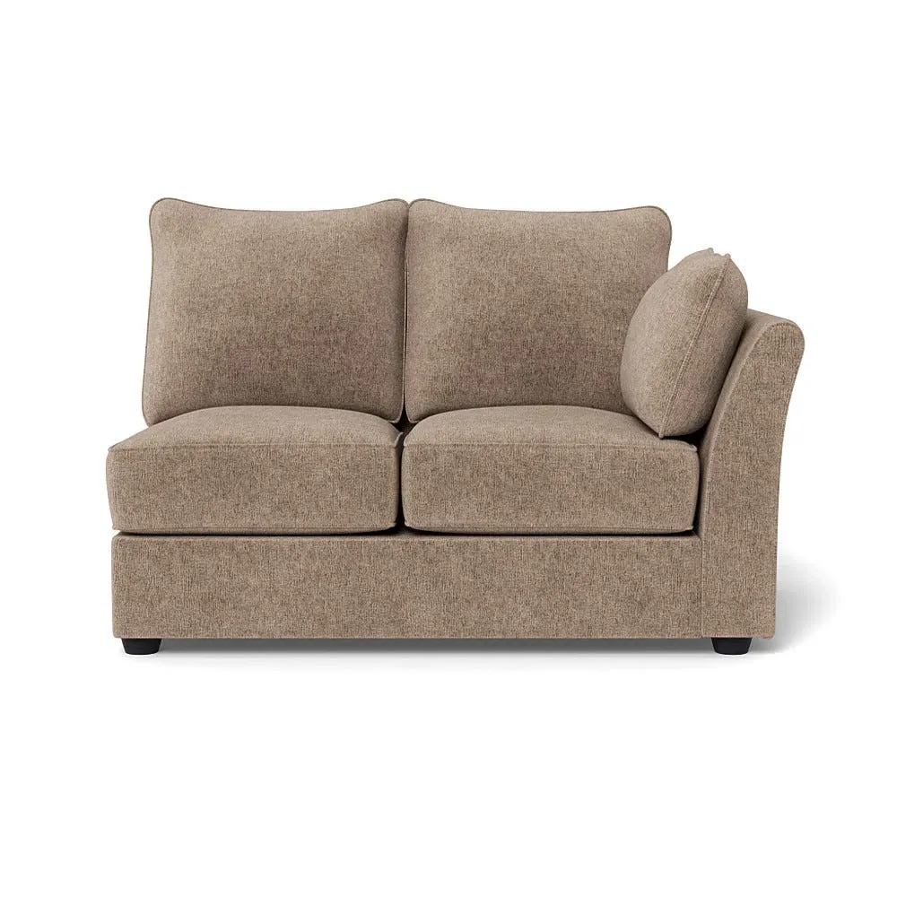 Double Unit LHF Sofa - Natural, Boucle Velvet