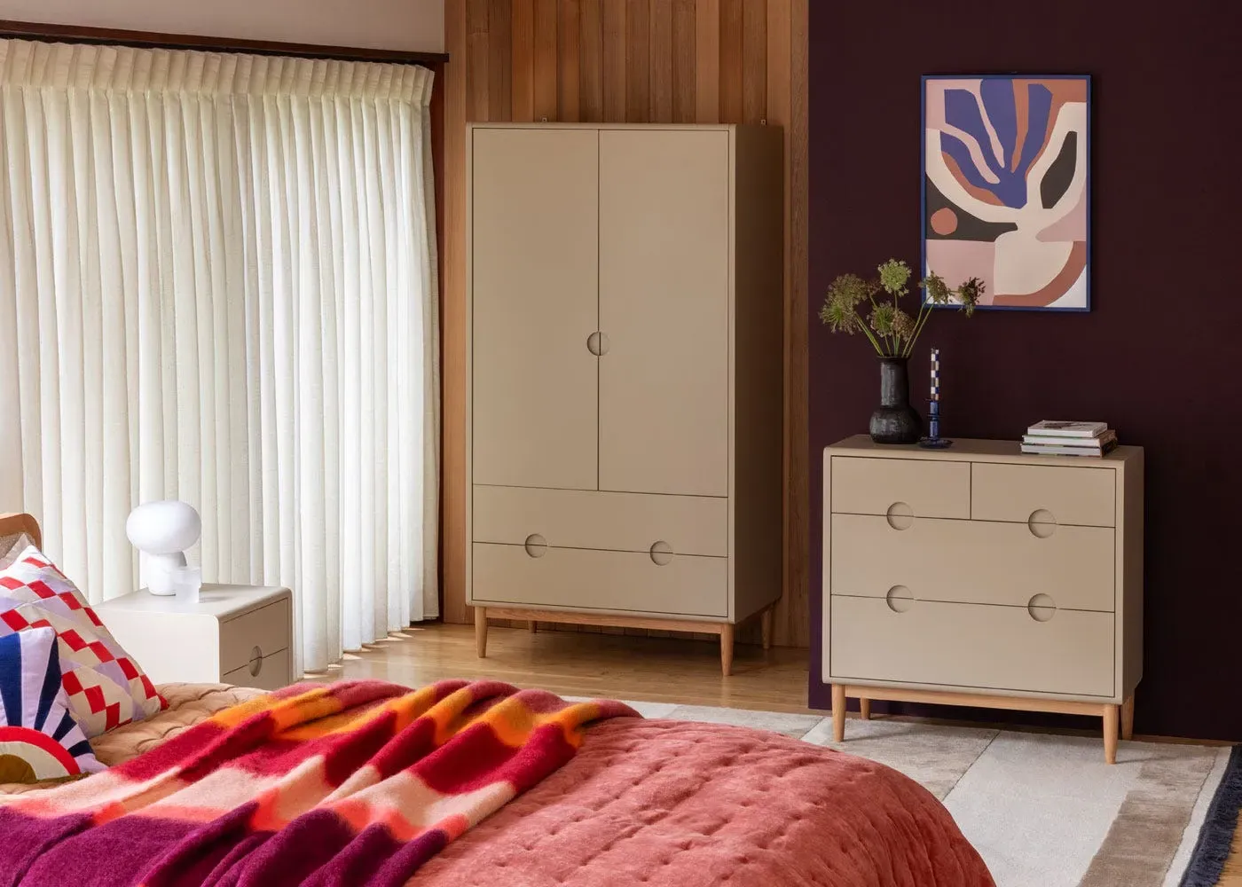 Double Wardrobe - Oatmeal, Painted Wood