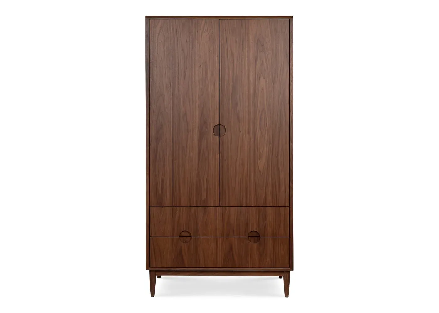 Double Wardrobe with Drawers - Walnut, Solid Wood