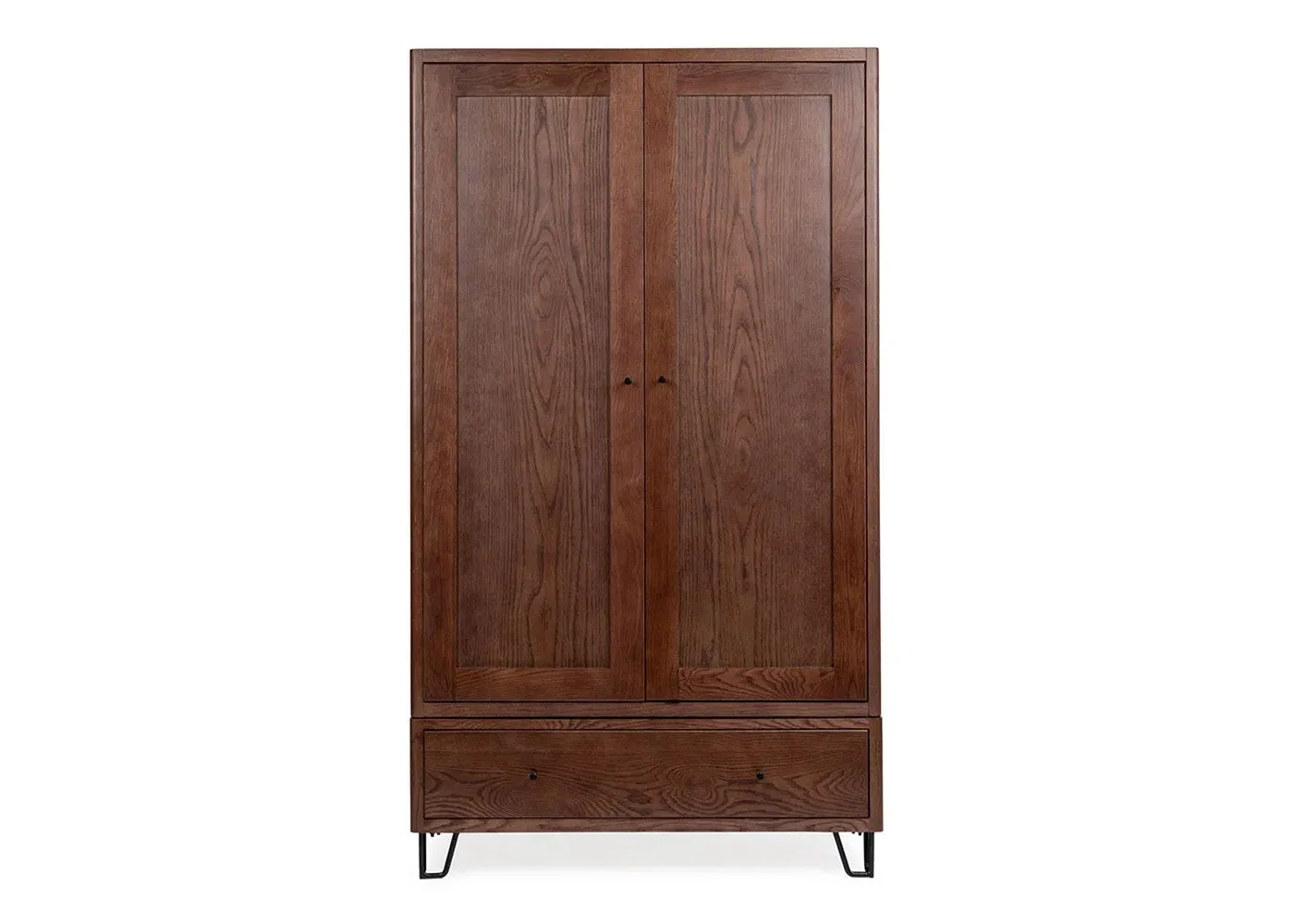 Double Wardrobe with Metal Legs - Dark Wood, Oak image