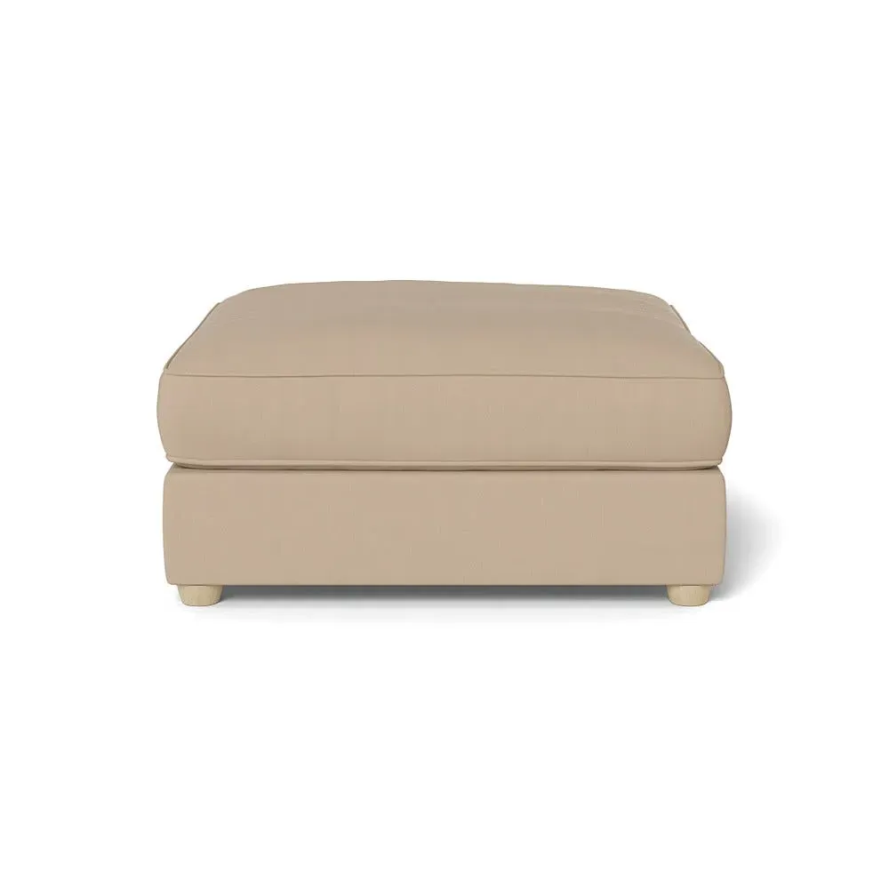 Footstool with Beech Legs - Bamboo, Linen-Cotton