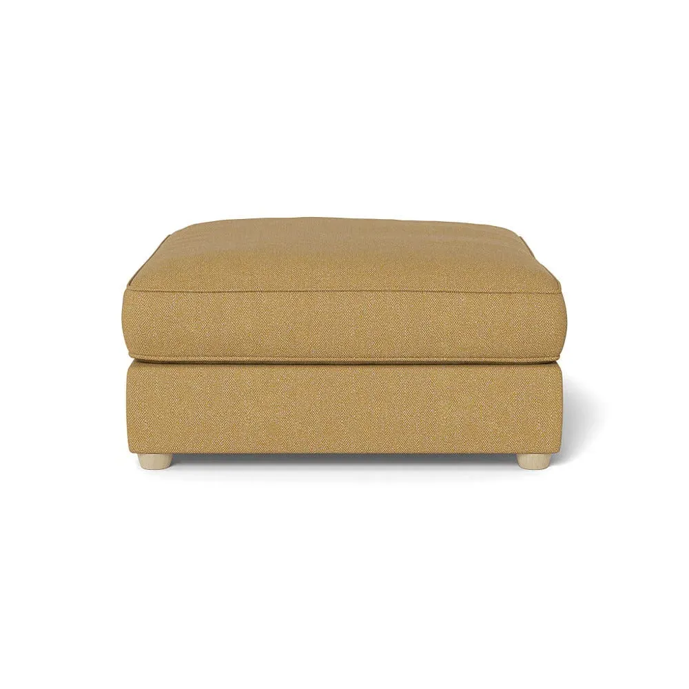 Footstool with Beech Legs - Citrine, Boucle Tweed