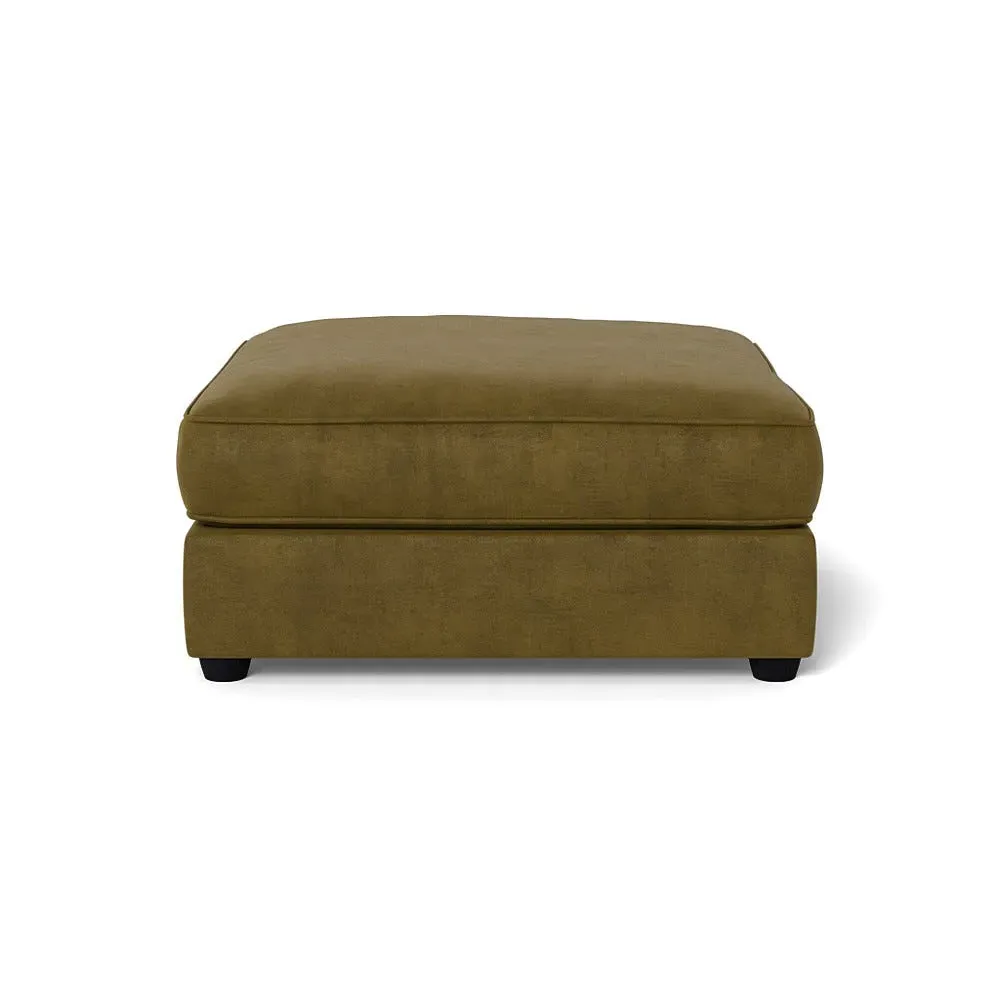 Footstool with Beech Legs - Green, Luxe Velvet