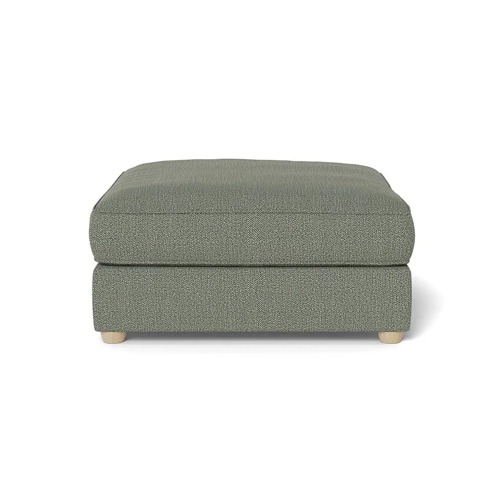 Footstool with Beech Legs - Lapis, Boucle Tweed