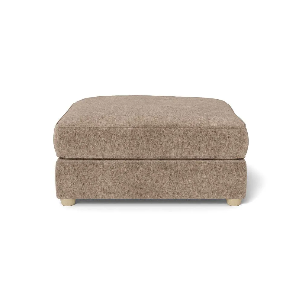 Footstool with Beech Legs - Natural, Boucle Velvet