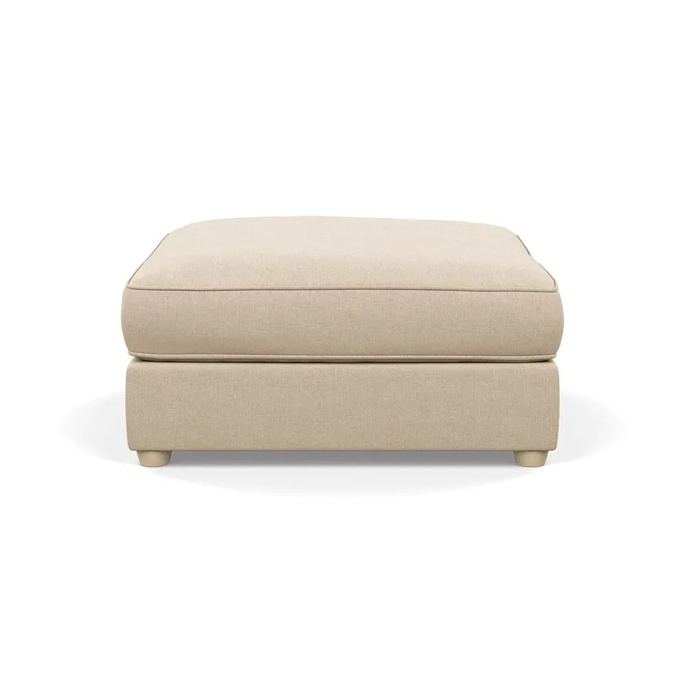 Footstool with Beech Legs - Oat, Brushed Cotton