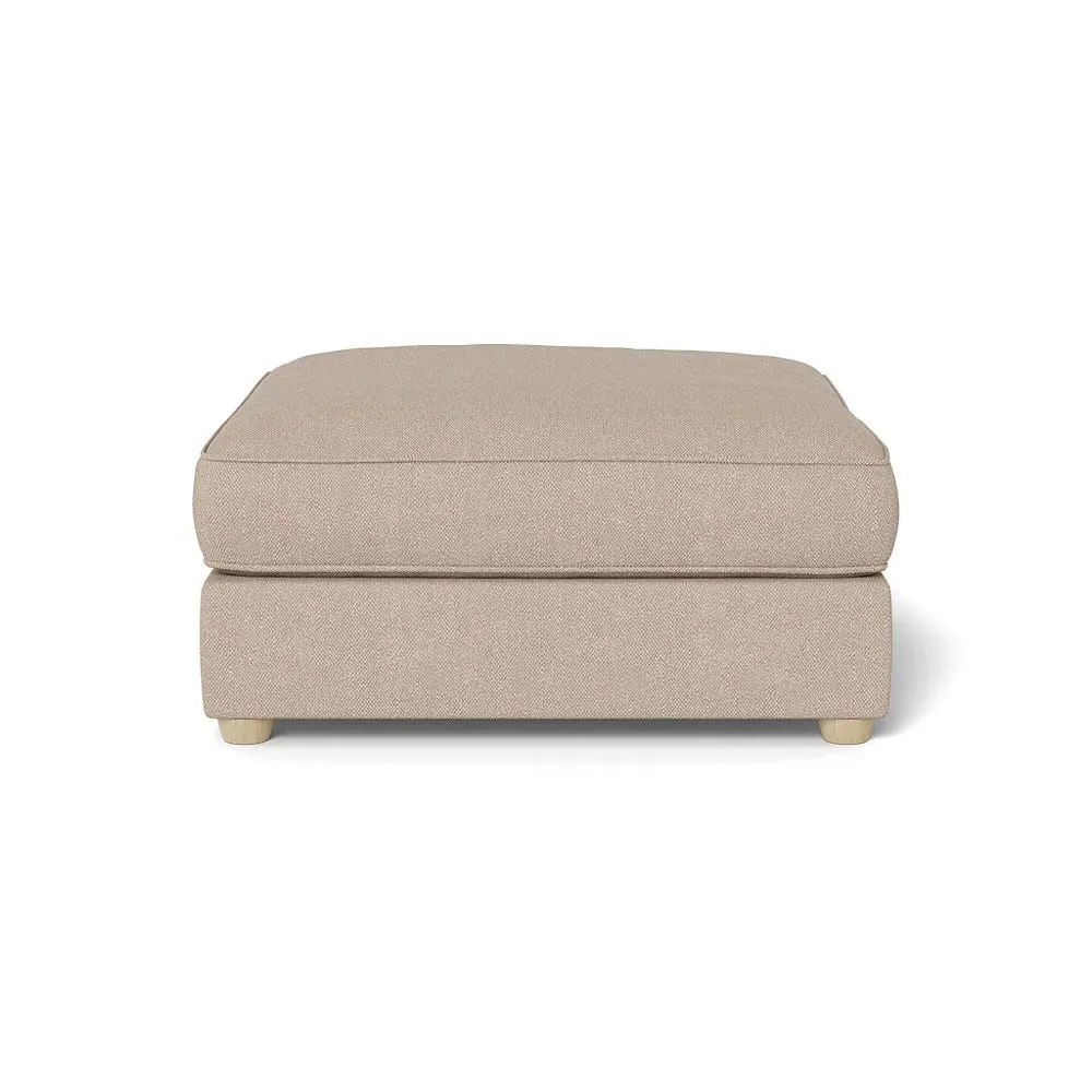 Footstool with Beech Legs - Pearl, Boucle Tweed