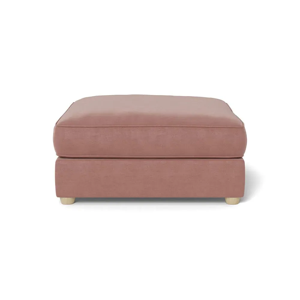 Footstool with Beech Legs - Pink, Luxe Velvet