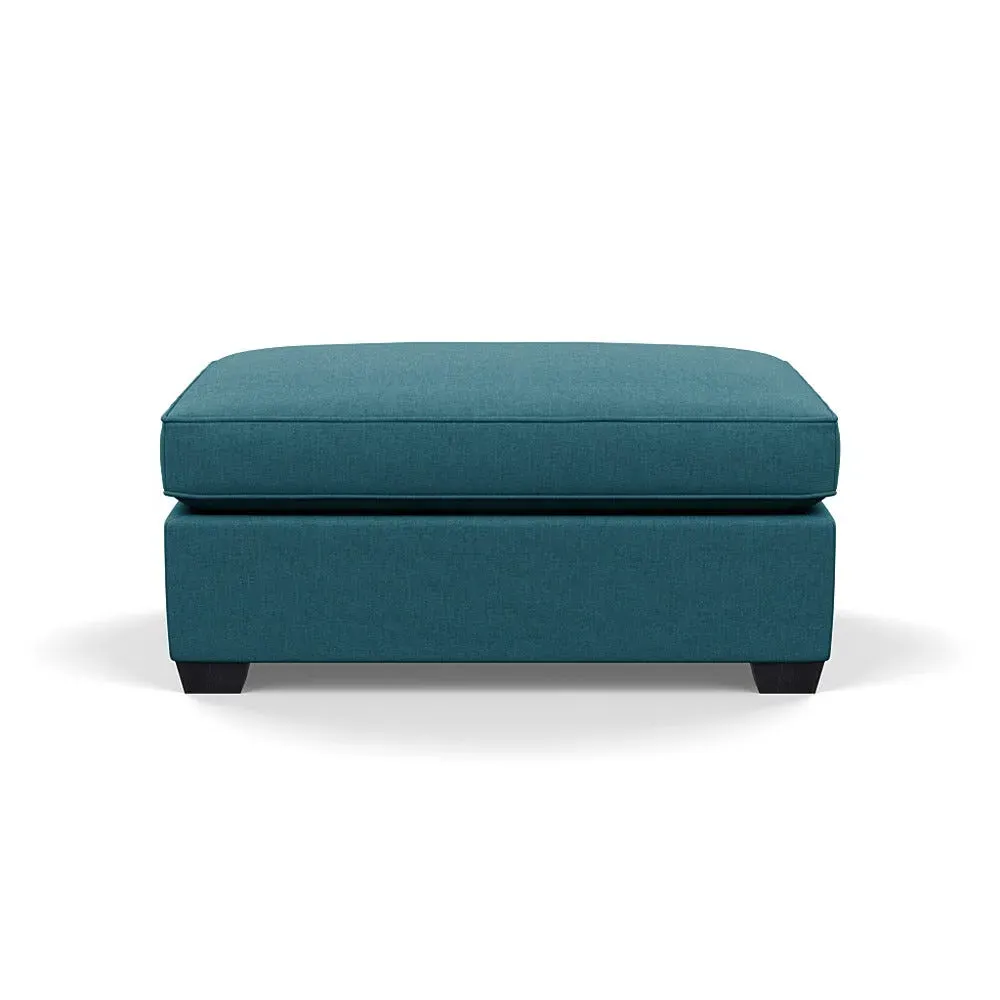 Footstool with Black Feet - Blue, Brushed Cotton image