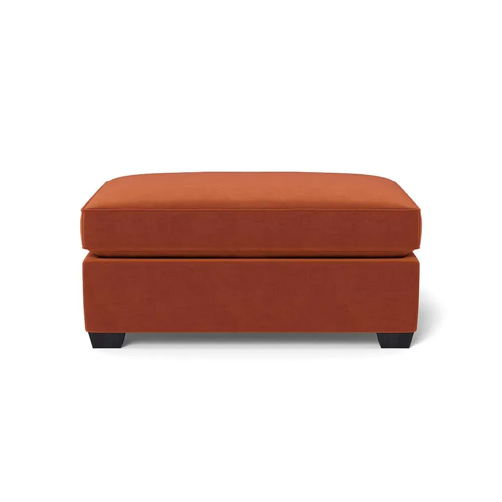Footstool with Black Feet - Brown, Cotton Velvet