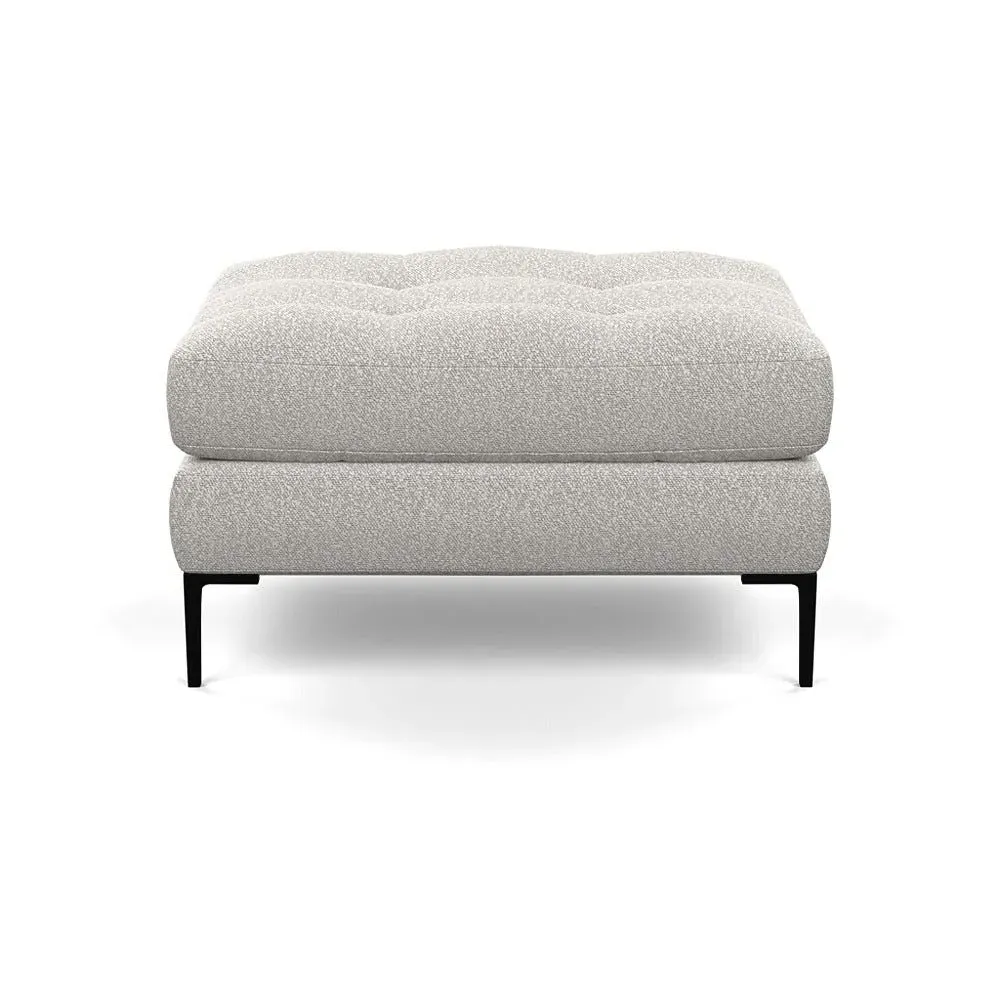 Footstool with Black Feet - Grey, Boucle image