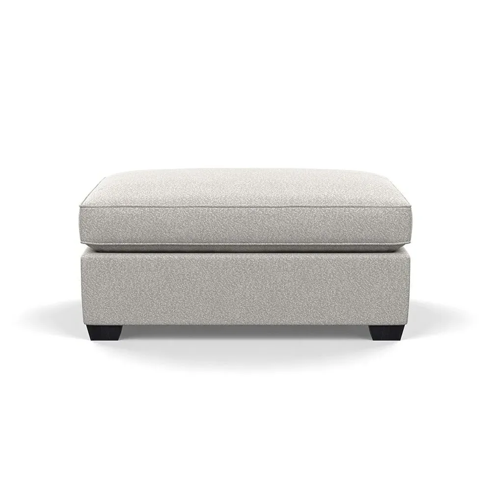 Footstool with Black Feet - Grey, Chunky Boucle