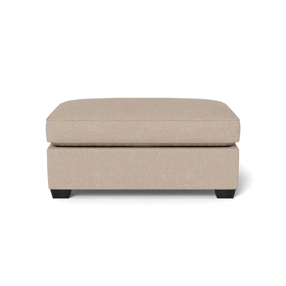 Footstool with Black Feet - Natural, Boucle Tweed