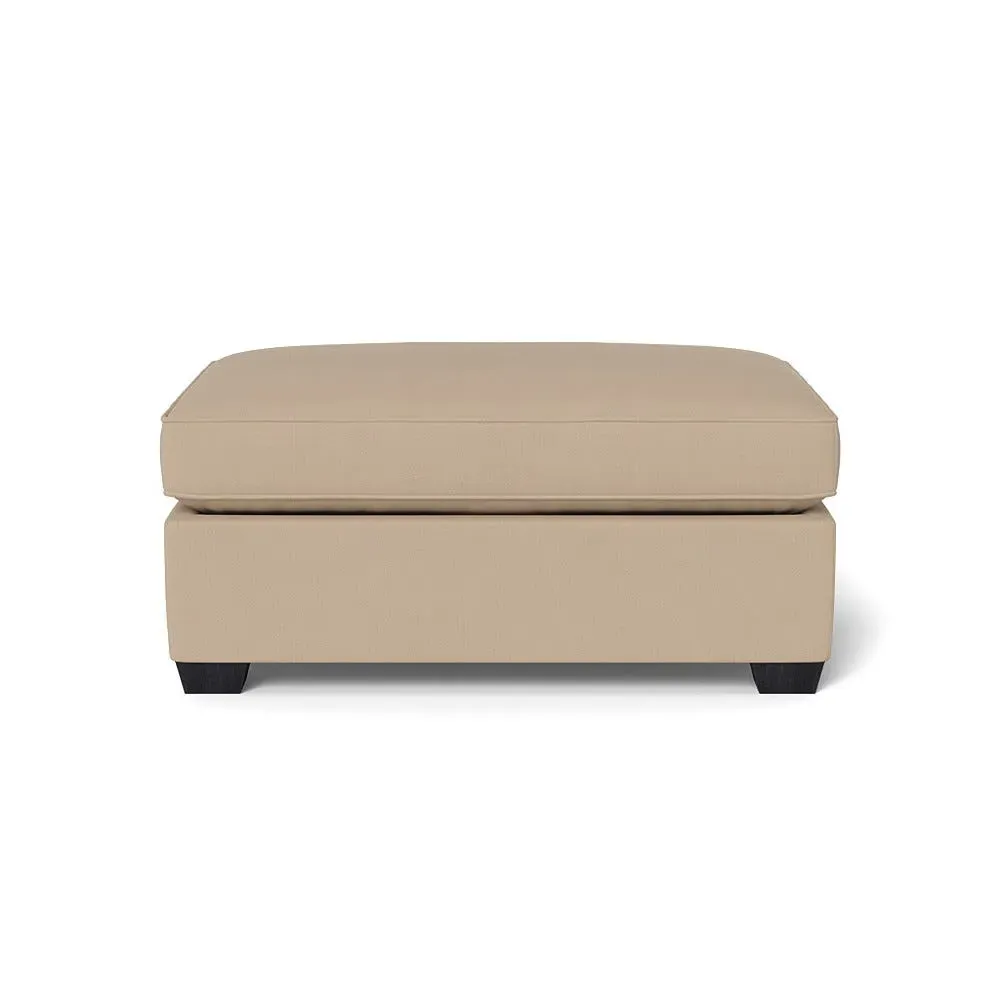 Footstool with Black Feet - Natural, Linen-Cotton