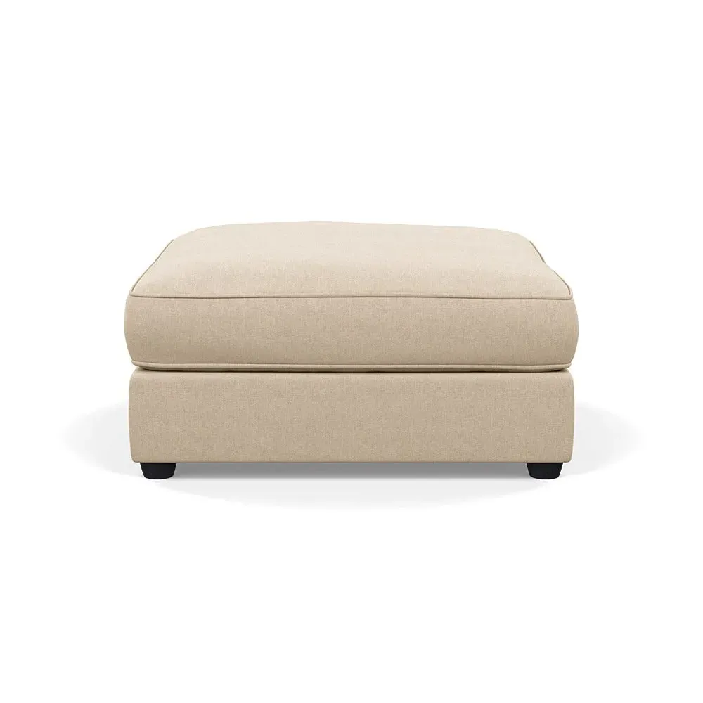 Footstool with Black Legs - Cream, Brushed Cotton
