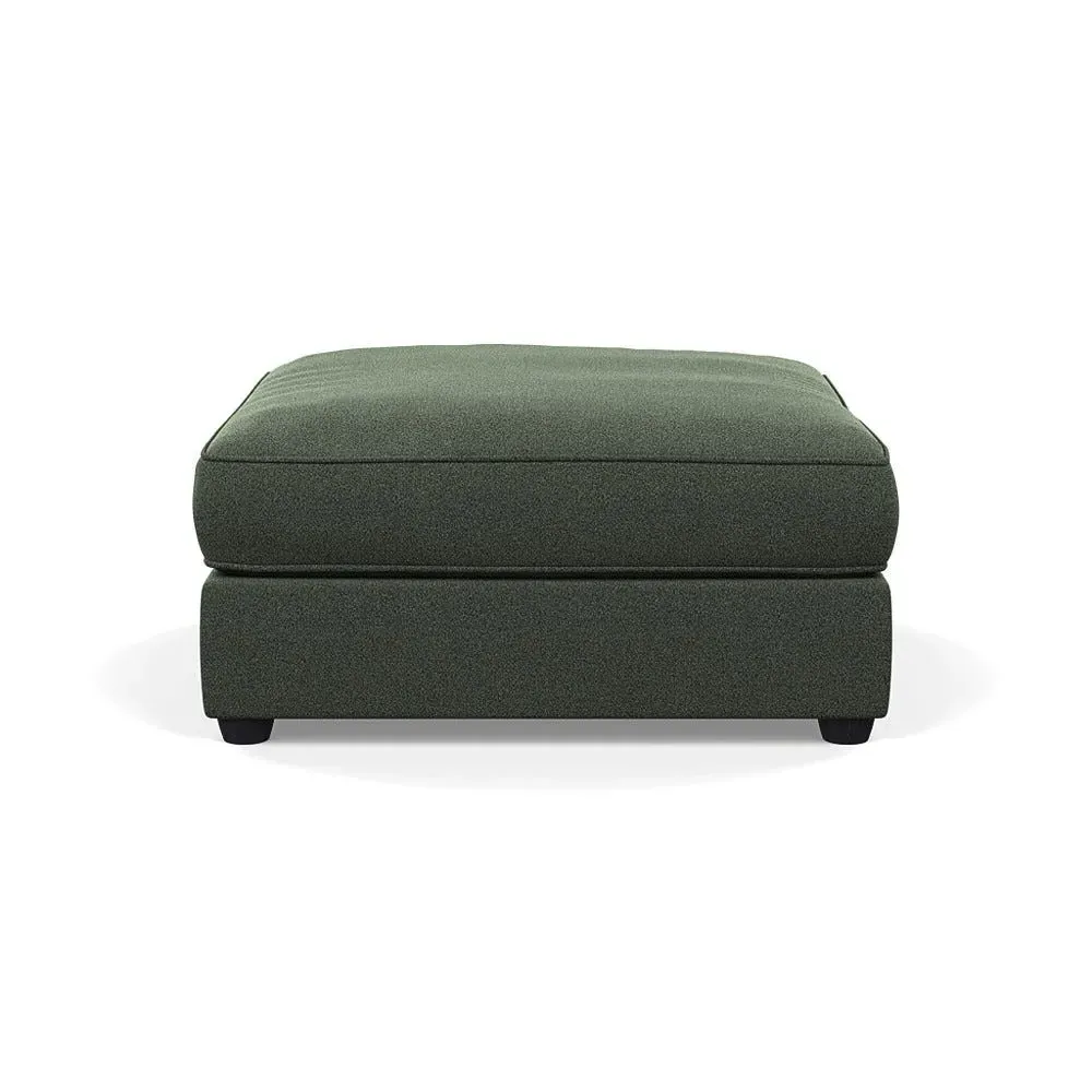 Footstool with Black Legs - Fern, Boucle