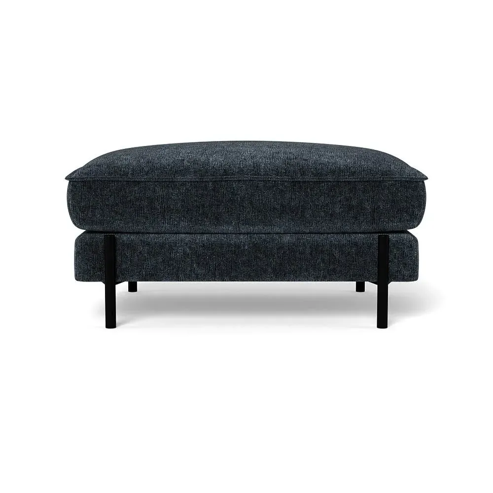 Footstool with Deep Cushion - Blue, Boucle