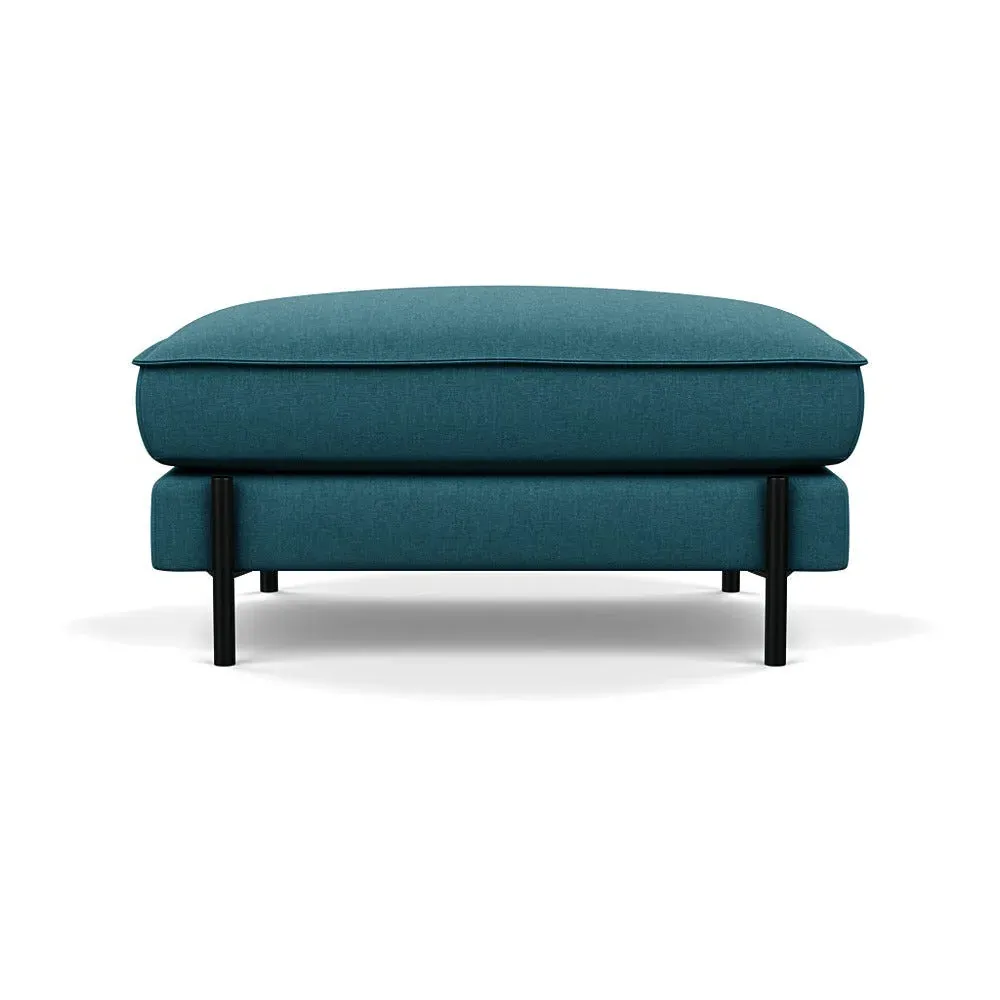 Footstool with Deep Cushion - Blue, Cotton image