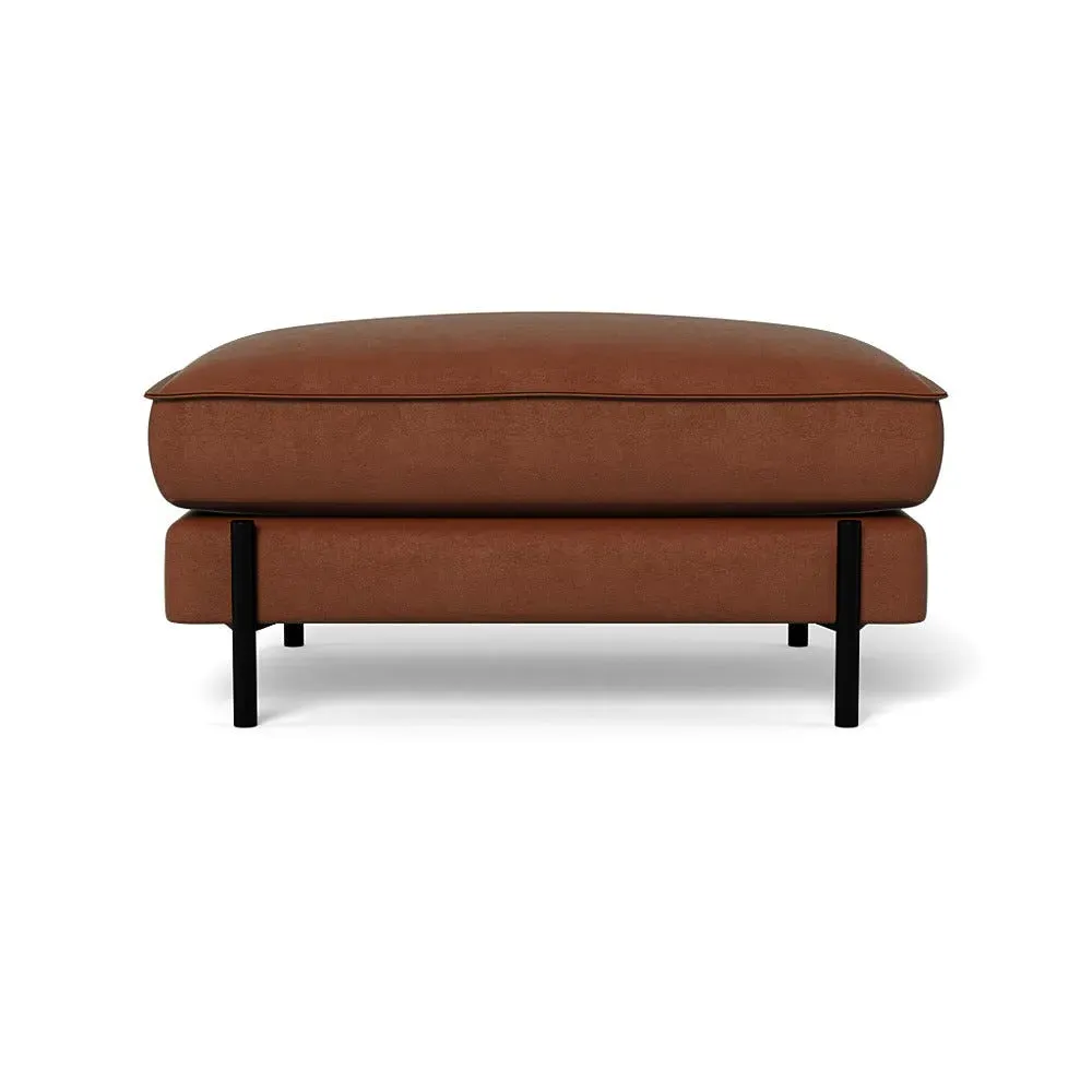 Footstool with Deep Cushion - Brown, Velvet