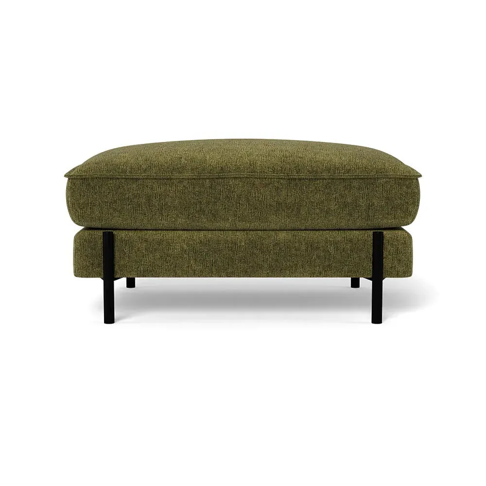 Footstool with Deep Cushion - Green, Boucle