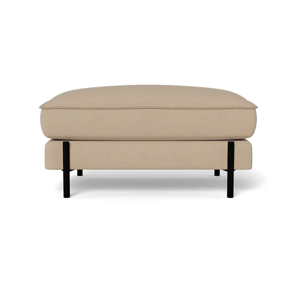 Footstool with Deep Cushion - Natural, Linen
