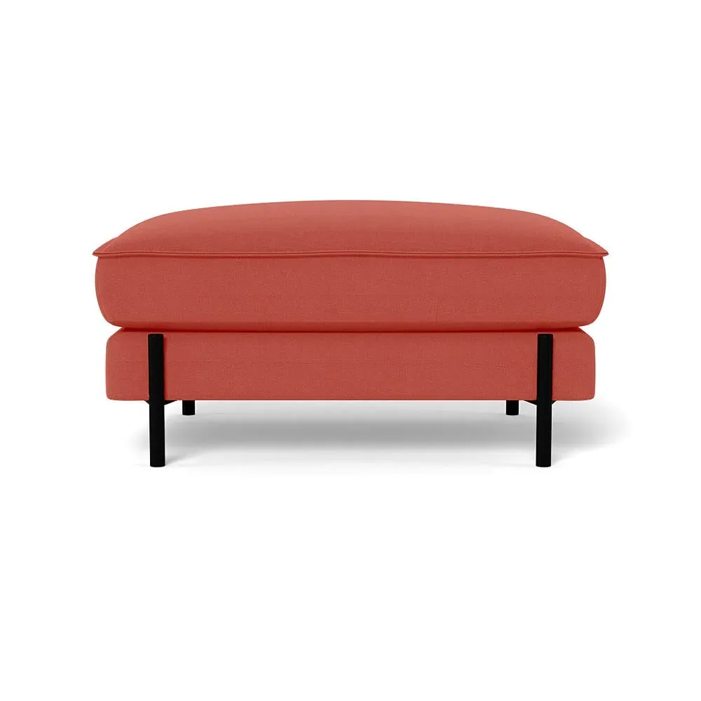 Footstool with Deep Cushion - Red, Linen