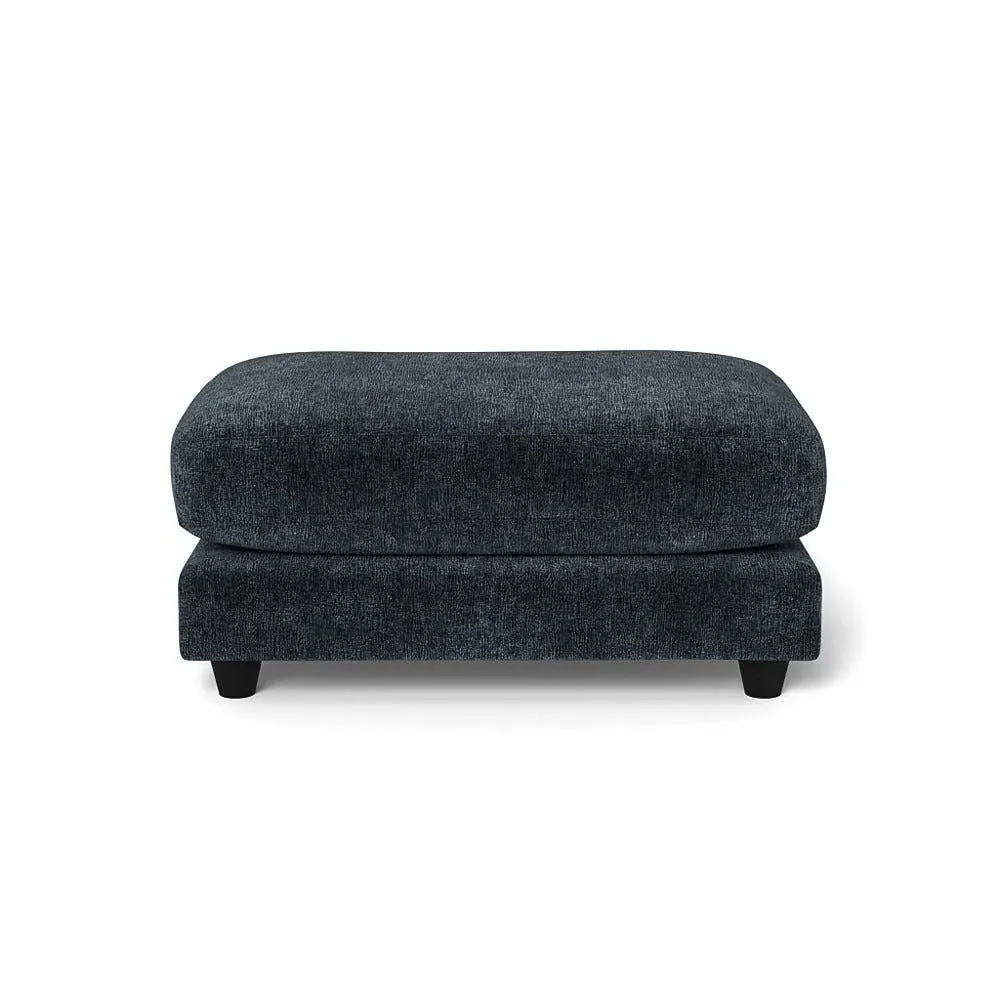 Footstool with Hidden Feet - Blue, Boucle Velvet