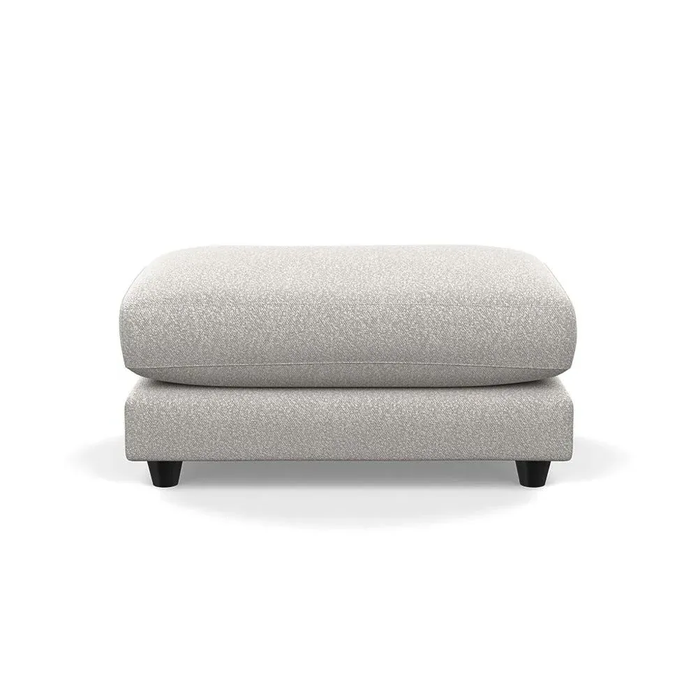 Footstool with Hidden Feet - Ecru, Chunky Boucle