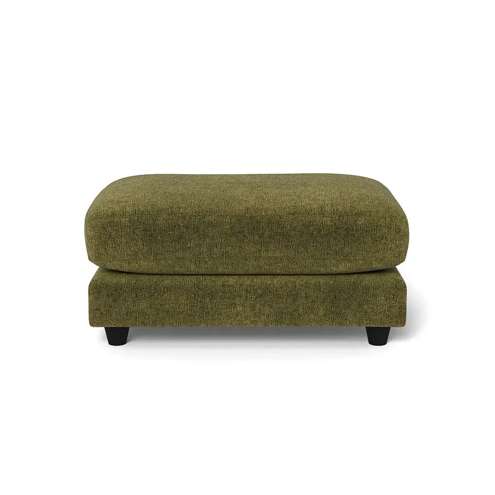 Footstool with Hidden Feet - Green, Boucle Velvet