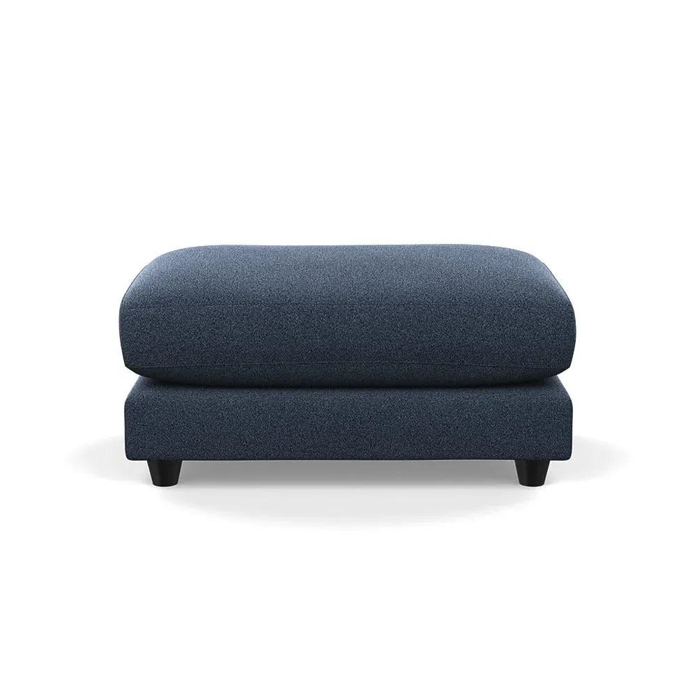 Footstool with Hidden Feet - Indigo, Boucle
