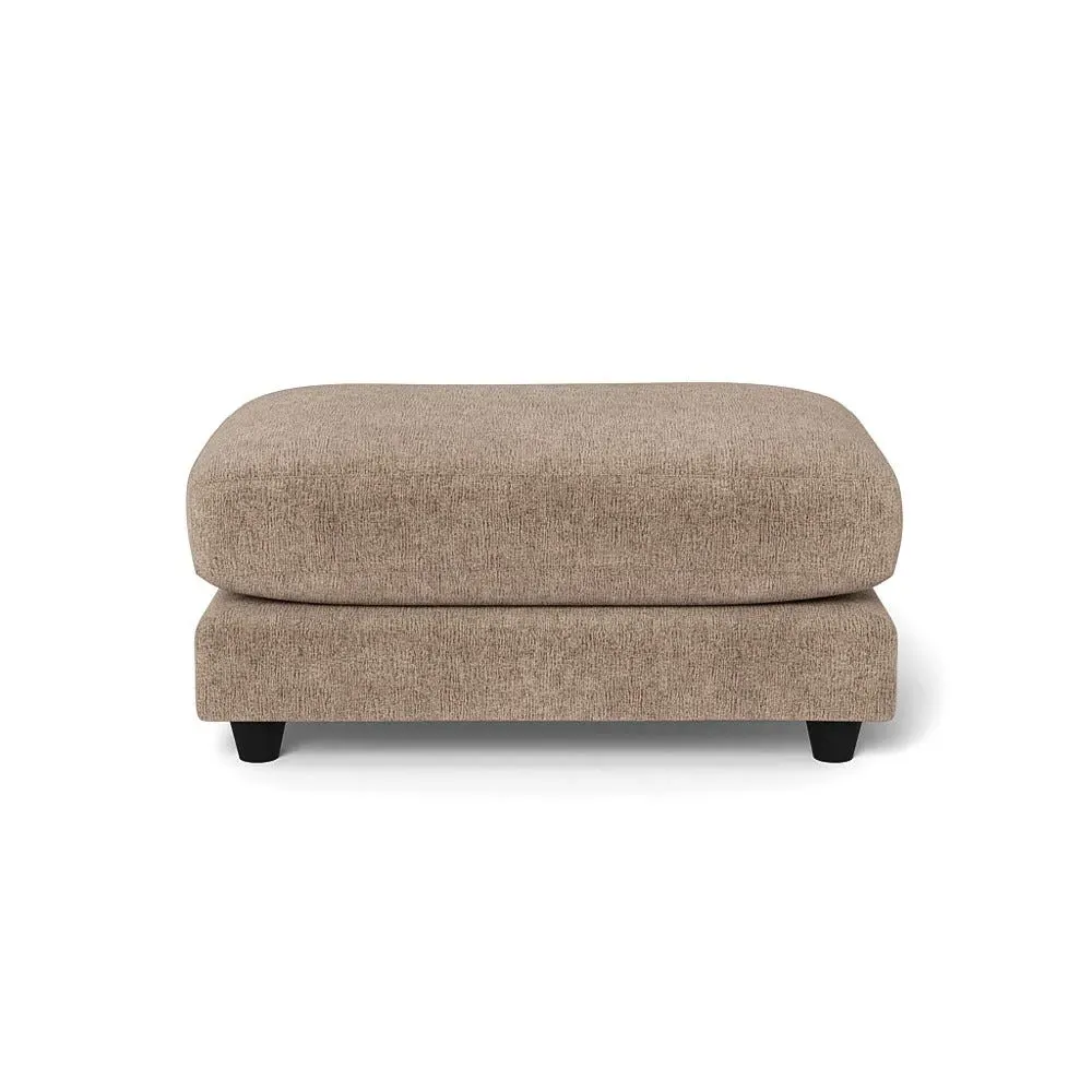 Footstool with Hidden Feet - Natural, Boucle Velvet