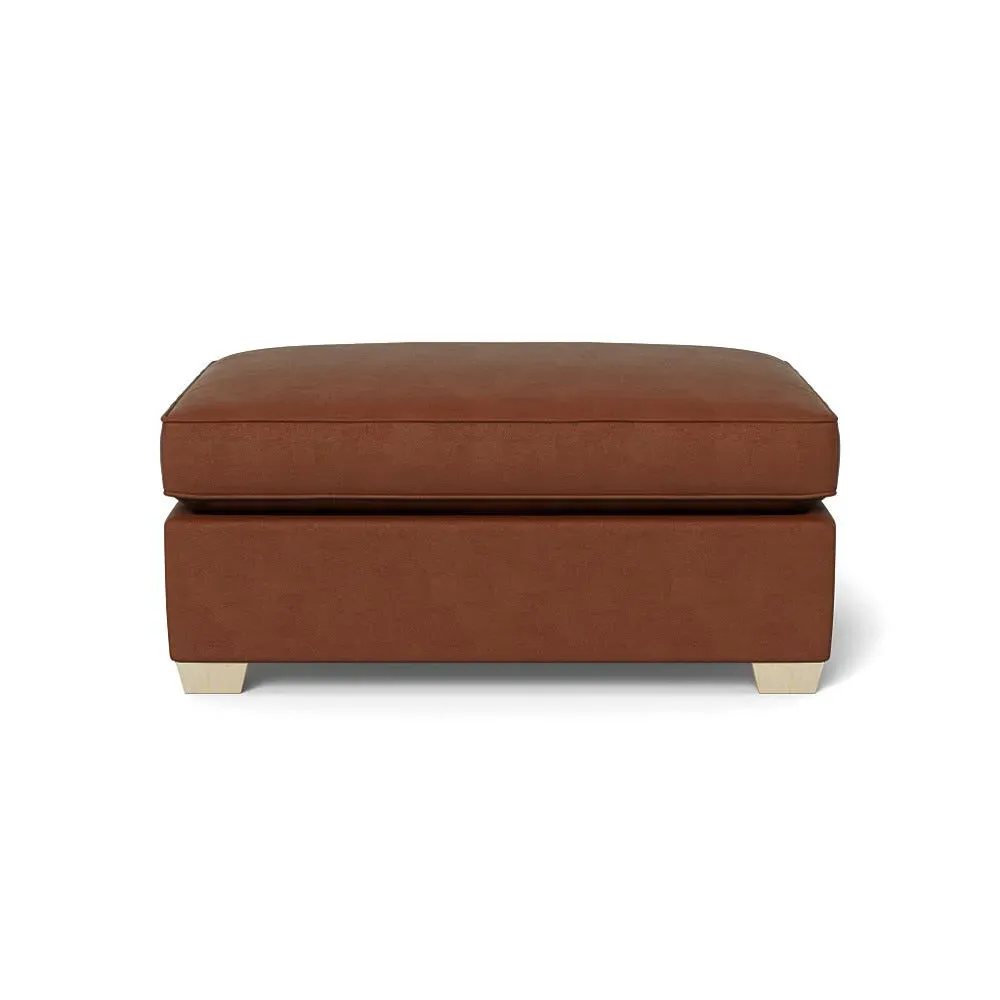 Footstool with Natural Feet - Brown, Smart Luxe Velvet