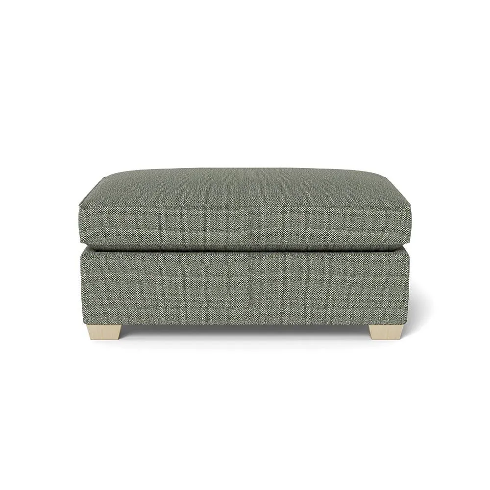 Footstool with Natural Feet - Grey, Boucle Tweed