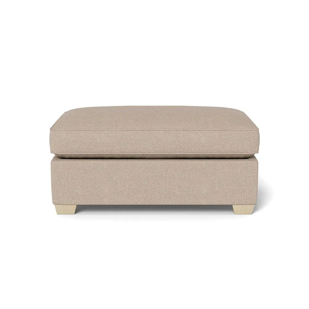 Footstool with Natural Feet - Natural, Boucle Tweed