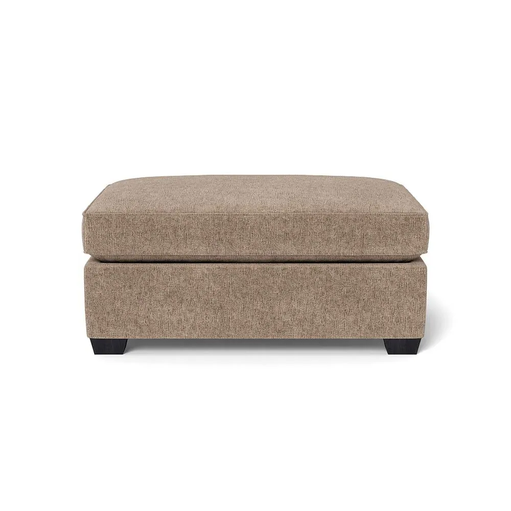 Footstool with Natural Feet - Natural, Boucle Velvet