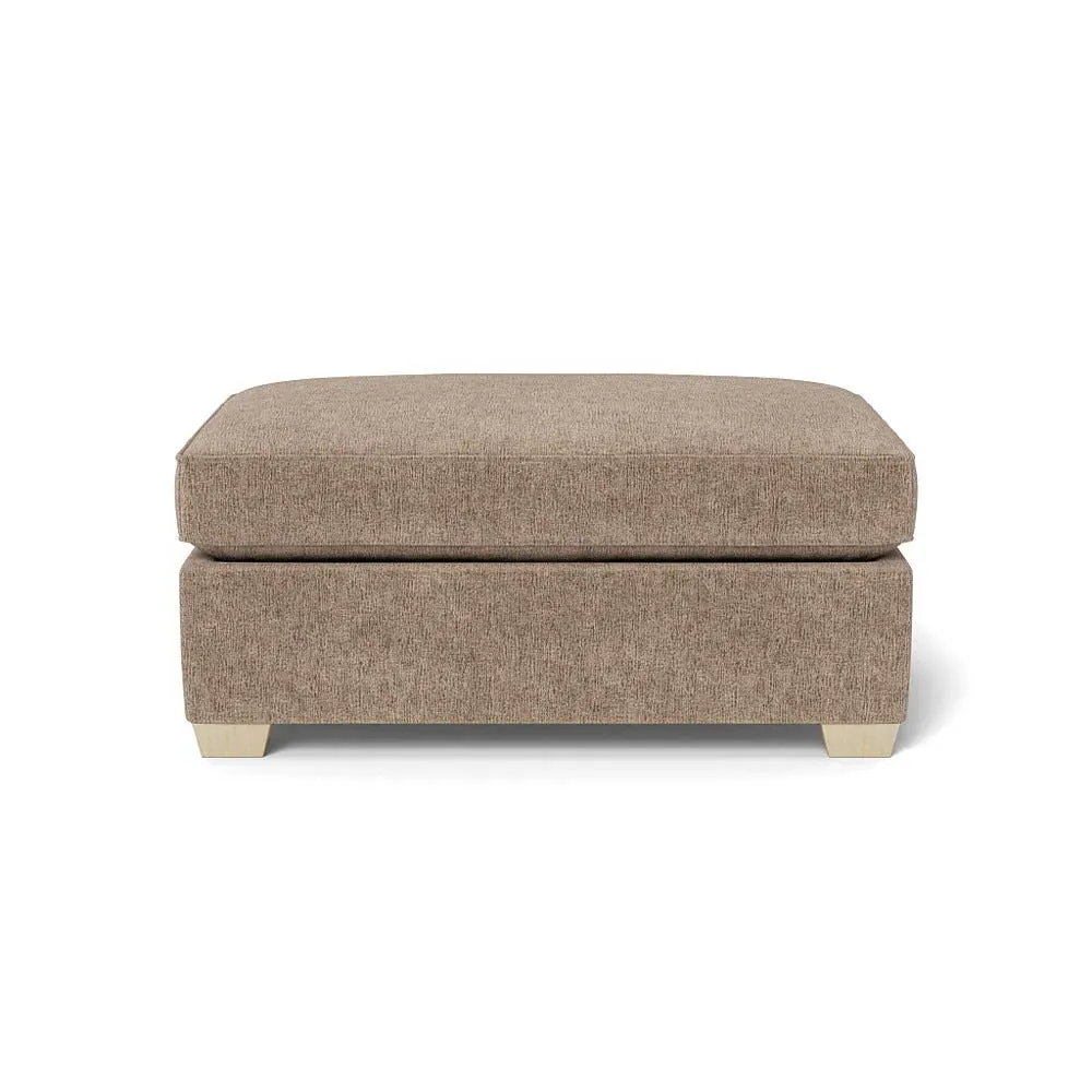 Footstool with Natural Feet - Natural, Boucle Velvet