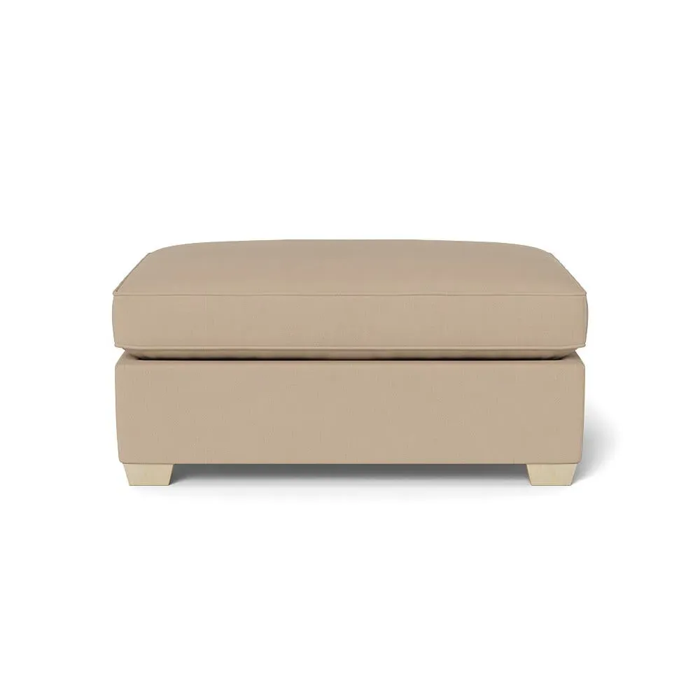 Footstool with Natural Feet - Natural, Linen-Cotton