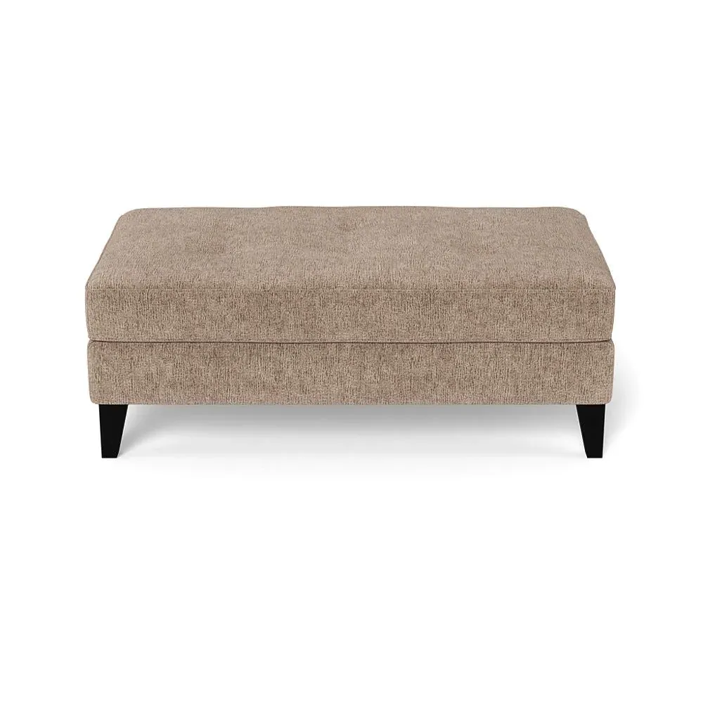 Footstool with Tapered Legs - Black, Boucle Velvet
