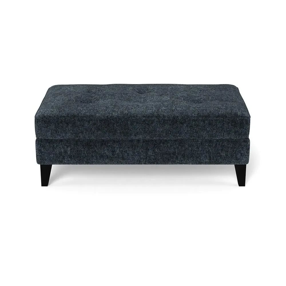 Footstool with Tapered Legs - Blue, Boucle Velvet