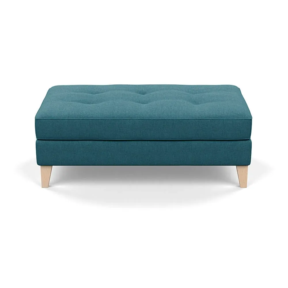 Footstool with Tapered Legs - Blue, Brushed Cotton image