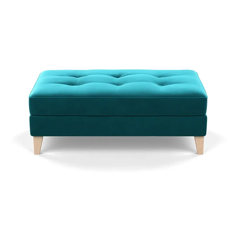 Footstool with Tapered Legs - Blue, Smart Velvet