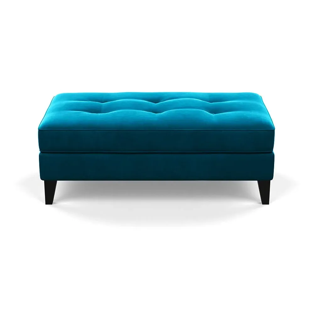 Footstool with Tapered Legs - Blue, Velvet